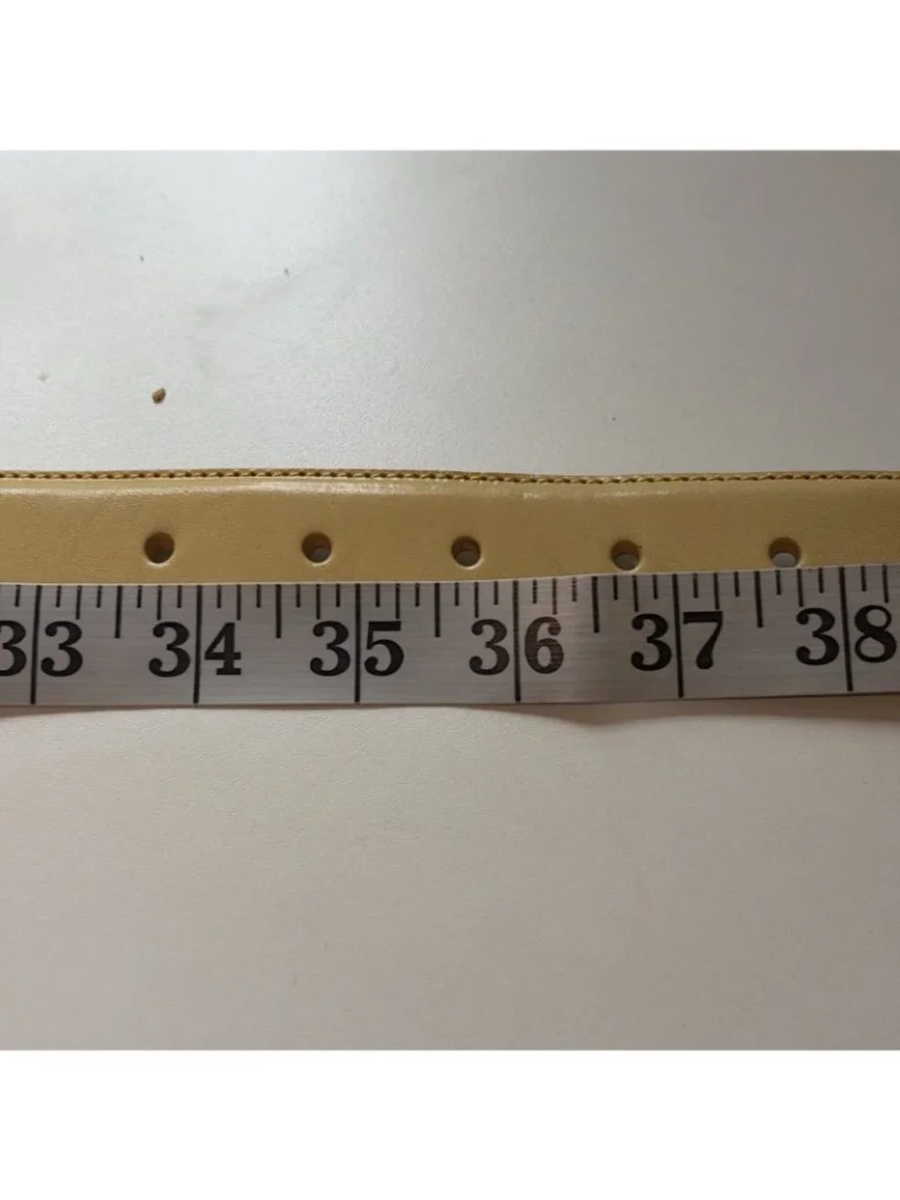 Talbots Women's Genuine Leather Belt Size XL Pastel Yellow Solid Brass Buckle